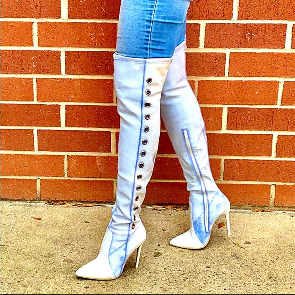 White Knee Boots